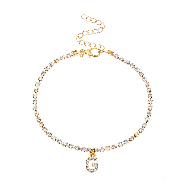 Alloy Anklet With Letters Numbers Text Pattern And Artificial Gemstones Semiprecious Stones Inlay For Women