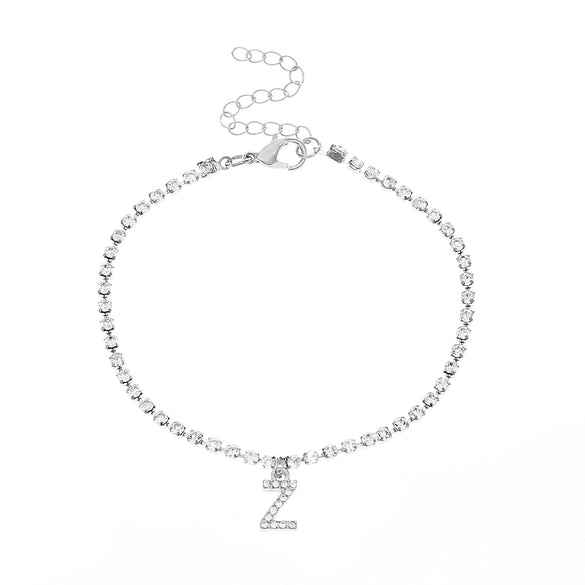 Alloy Anklet With Letters Numbers Text Pattern And Artificial Gemstones Semiprecious Stones Inlay For Women