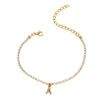 Alloy Anklet With Letters Numbers Text Pattern And Artificial Gemstones Semiprecious Stones Inlay For Women