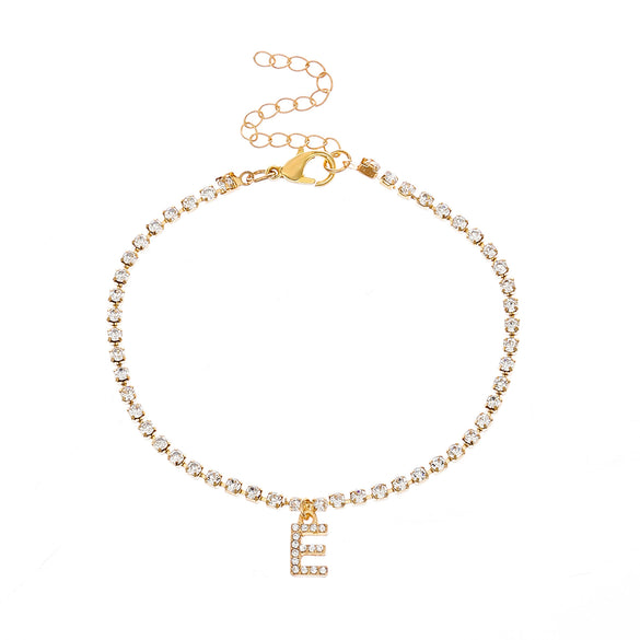 Alloy Anklet With Letters Numbers Text Pattern And Artificial Gemstones Semiprecious Stones Inlay For Women