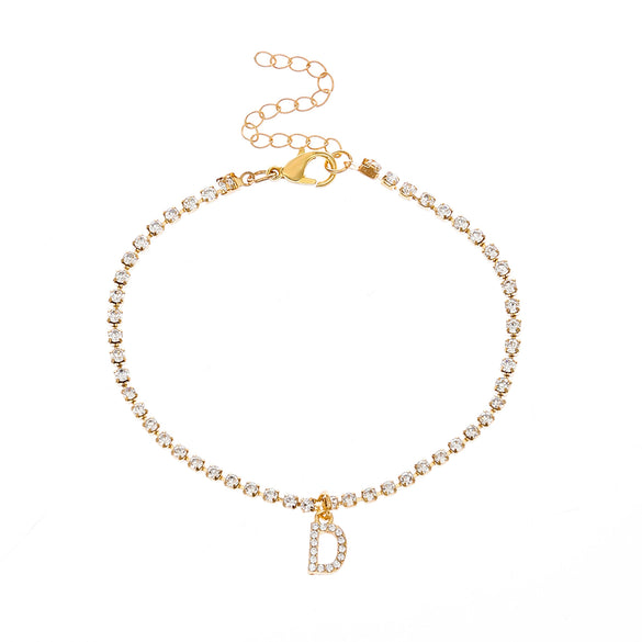 Alloy Anklet With Letters Numbers Text Pattern And Artificial Gemstones Semiprecious Stones Inlay For Women