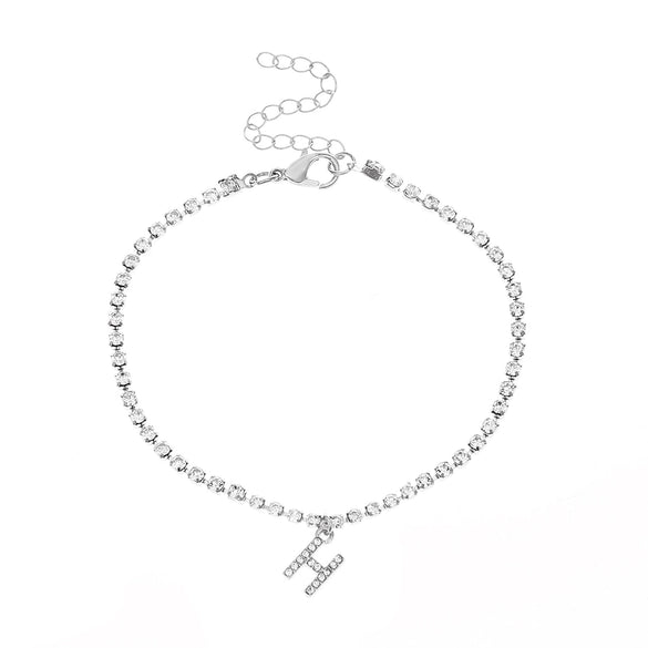 Alloy Anklet With Letters Numbers Text Pattern And Artificial Gemstones Semiprecious Stones Inlay For Women