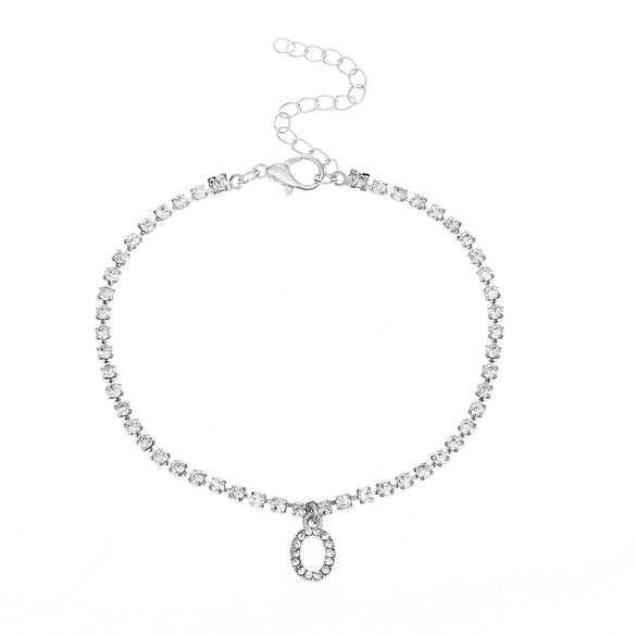 Alloy Anklet With Letters Numbers Text Pattern And Artificial Gemstones Semiprecious Stones Inlay For Women