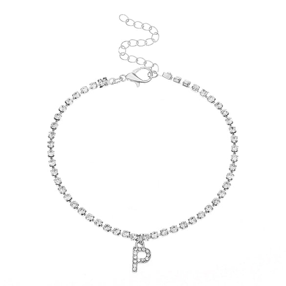 Alloy Anklet With Letters Numbers Text Pattern And Artificial Gemstones Semiprecious Stones Inlay For Women