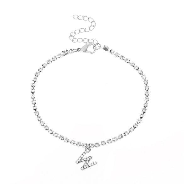 Alloy Anklet With Letters Numbers Text Pattern And Artificial Gemstones Semiprecious Stones Inlay For Women