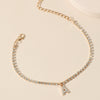 Alloy Anklet With Letters Numbers Text Pattern And Artificial Gemstones Semiprecious Stones Inlay For Women