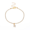 Alloy Anklet With Letters Numbers Text Pattern And Artificial Gemstones Semiprecious Stones Inlay For Women