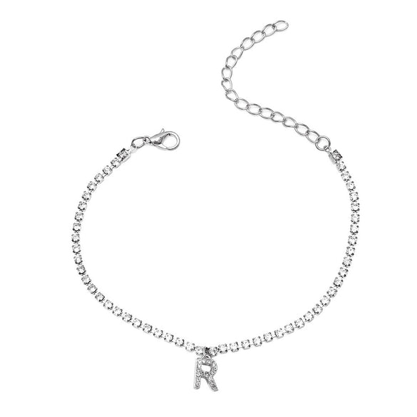 Alloy Anklet With Letters Numbers Text Pattern And Artificial Gemstones Semiprecious Stones Inlay For Women