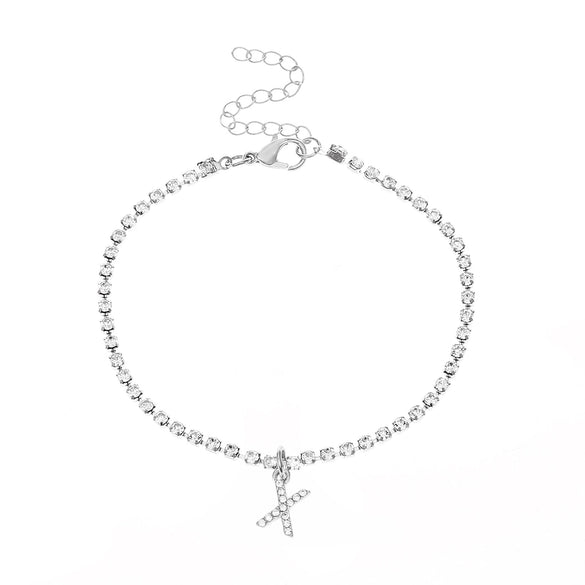 Alloy Anklet With Letters Numbers Text Pattern And Artificial Gemstones Semiprecious Stones Inlay For Women
