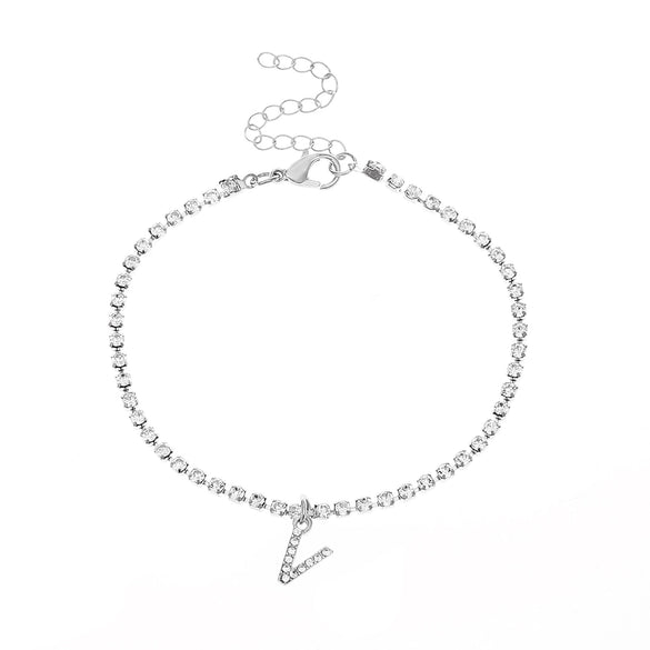 Alloy Anklet With Letters Numbers Text Pattern And Artificial Gemstones Semiprecious Stones Inlay For Women