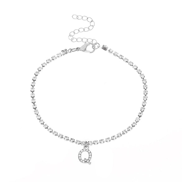 Alloy Anklet With Letters Numbers Text Pattern And Artificial Gemstones Semiprecious Stones Inlay For Women