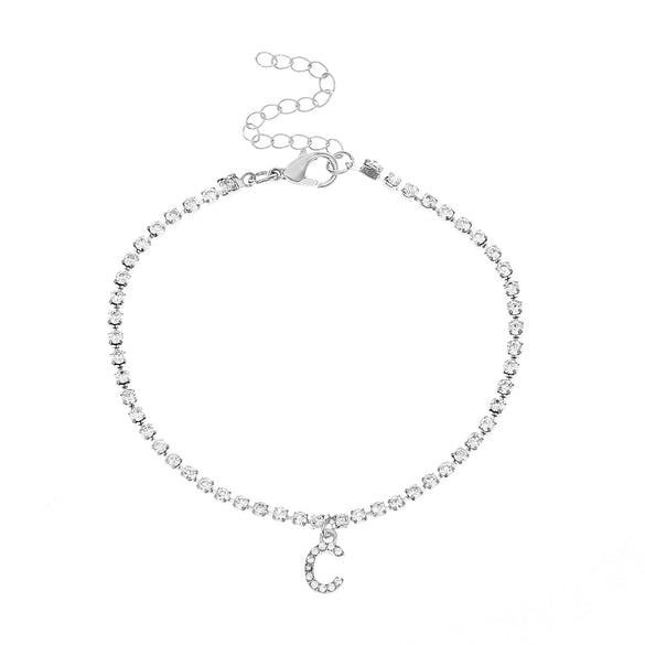 Alloy Anklet With Letters Numbers Text Pattern And Artificial Gemstones Semiprecious Stones Inlay For Women