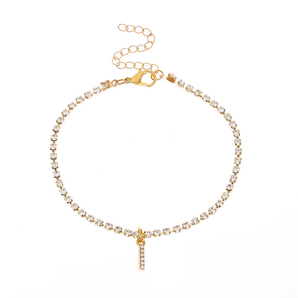 Alloy Anklet With Letters Numbers Text Pattern And Artificial Gemstones Semiprecious Stones Inlay For Women