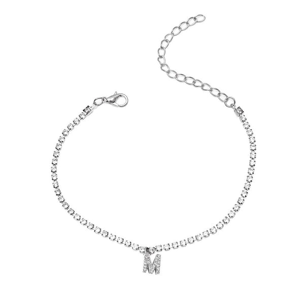 Alloy Anklet With Letters Numbers Text Pattern And Artificial Gemstones Semiprecious Stones Inlay For Women