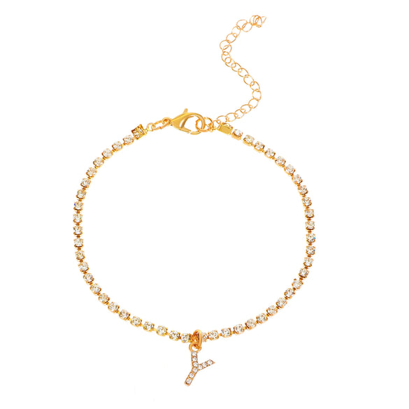 Alloy Anklet With Letters Numbers Text Pattern And Artificial Gemstones Semiprecious Stones Inlay For Women