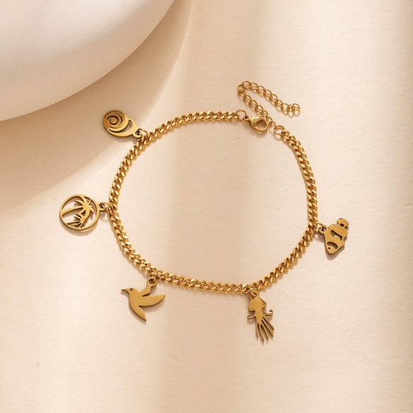 Alloy Anklets For Girls Ocean Style With Dolphin And Starfish Animal Zodiac Pendants