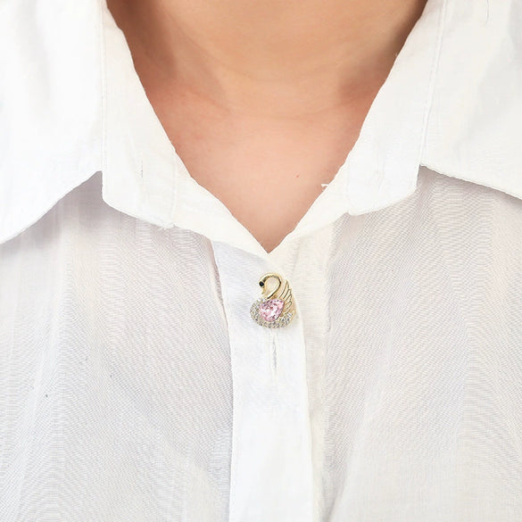 Alloy Antiglare Flower Swan Brooch For Women With Electroplating