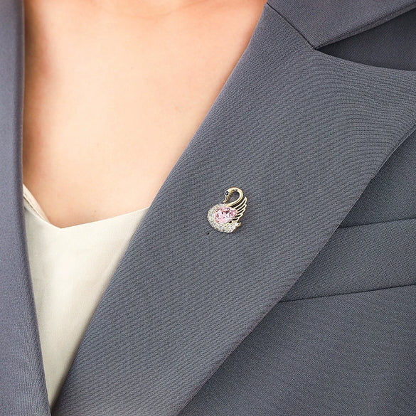 Alloy Antiglare Flower Swan Brooch For Women With Electroplating