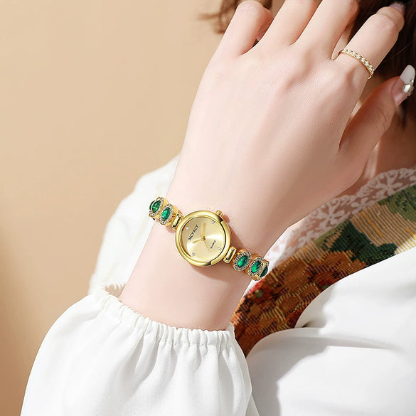 Alloy Antique Retro Round Dial Golden Bracelet For Female