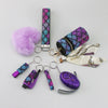 Alloy Antiwolf Whistle Fur Ball Diamond Keychain Bag Pendant Electroplated 7Piece Set