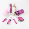 Alloy Antiwolf Whistle Fur Ball Diamond Keychain Bag Pendant Electroplated 7Piece Set