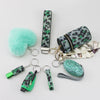Alloy Antiwolf Whistle Fur Ball Diamond Keychain Bag Pendant Electroplated 7Piece Set