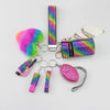Alloy Antiwolf Whistle Fur Ball Diamond Keychain Bag Pendant Electroplated 7Piece Set