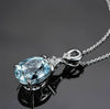 Alloy Aquamarine Drop Shape Pendant Jewelry With Electroplating Treatment