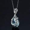 Alloy Aquamarine Drop Shape Pendant Jewelry With Electroplating Treatment