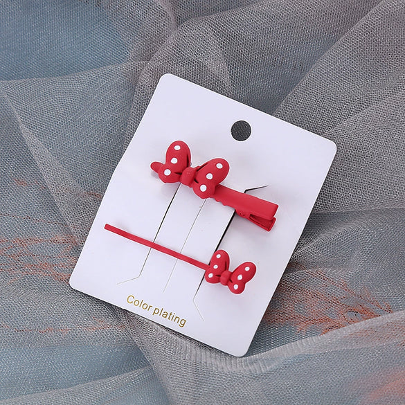 Alloy Baking Paint Polka Dot Hairpin Set For Women