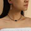 Alloy Bamboo Chain Hiphop Punk Women's Necklace Earrings Set Electroplated