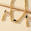 Alloy Bamboo Chain Hiphop Punk Women's Necklace Earrings Set Electroplated