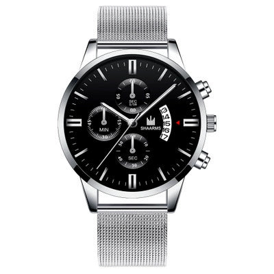 Alloy Band And Case Men's Casual Business Round Dial Scale Quartz Watch