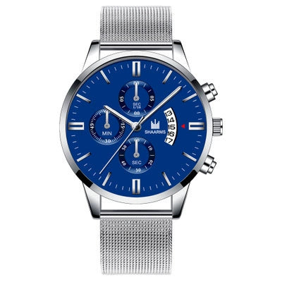 Alloy Band And Case Men's Casual Business Round Dial Scale Quartz Watch