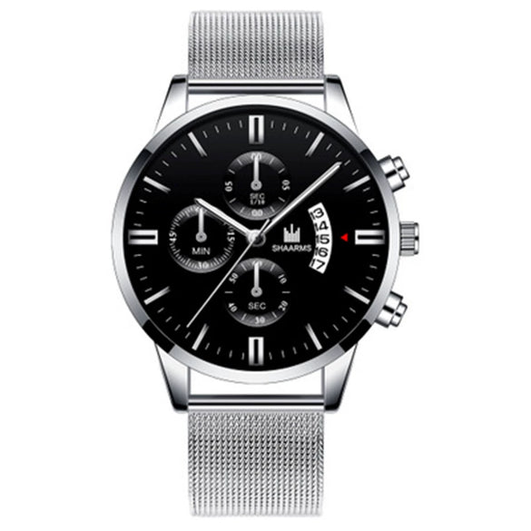 Alloy Band And Case Men's Casual Business Round Dial Scale Quartz Watch