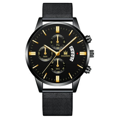 Alloy Band And Case Men's Casual Business Round Dial Scale Quartz Watch