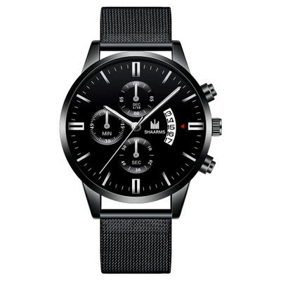 Alloy Band And Case Men's Casual Business Round Dial Scale Quartz Watch