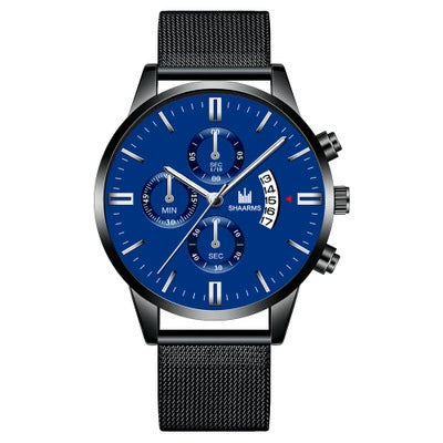 Alloy Band And Case Men's Casual Business Round Dial Scale Quartz Watch