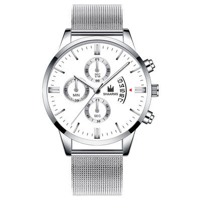 Alloy Band And Case Men's Casual Business Round Dial Scale Quartz Watch