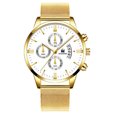 Alloy Band And Case Men's Casual Business Round Dial Scale Quartz Watch