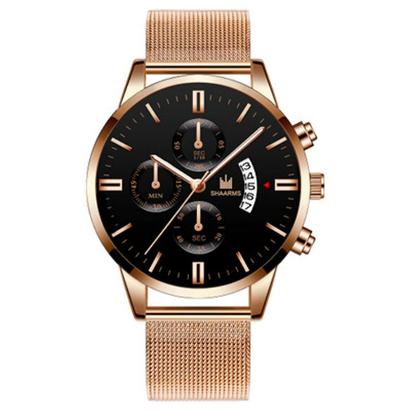 Alloy Band And Case Men's Casual Business Round Dial Scale Quartz Watch
