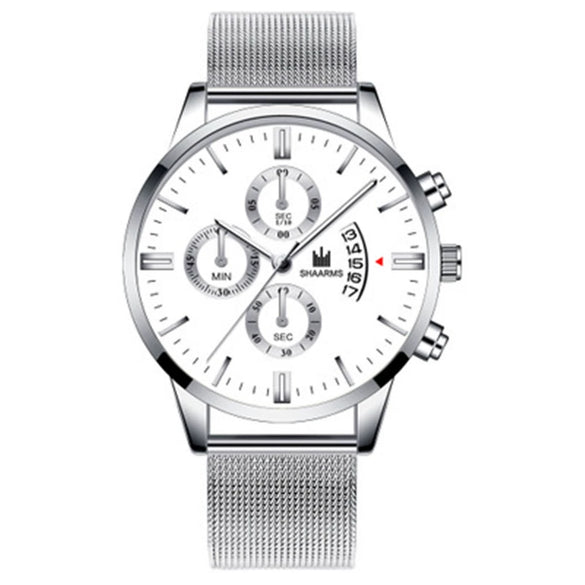 Alloy Band And Case Men's Casual Business Round Dial Scale Quartz Watch