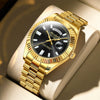 Alloy Band Automatic Hollow Fake Mechanical Luminous Calendar Waterproof Couple Watches With Round Dial