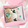 Alloy Band Fashion Female Emerald Green Round Dial Butterfly Bracelet Watch