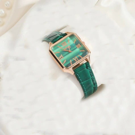 Alloy Band Fashion Female Emerald Green Round Dial Butterfly Bracelet Watch