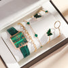 Alloy Band Fashion Female Emerald Green Round Dial Butterfly Bracelet Watch