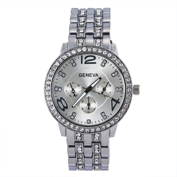 Alloy Band Quartz Watch For Couple Business Style Round Dial