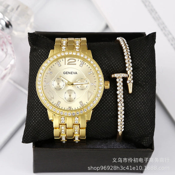 Alloy Band Quartz Watch For Couple Business Style Round Dial
