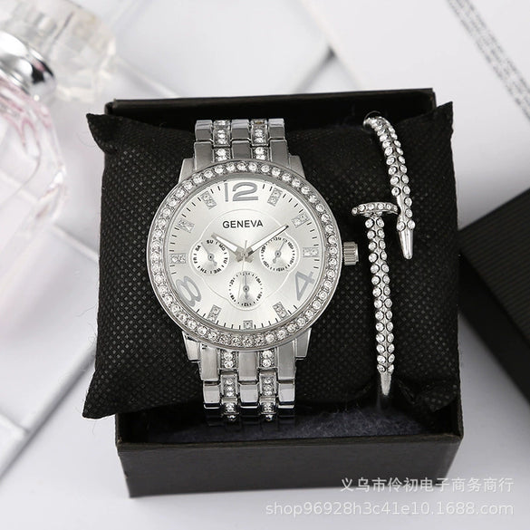 Alloy Band Quartz Watch For Couple Business Style Round Dial