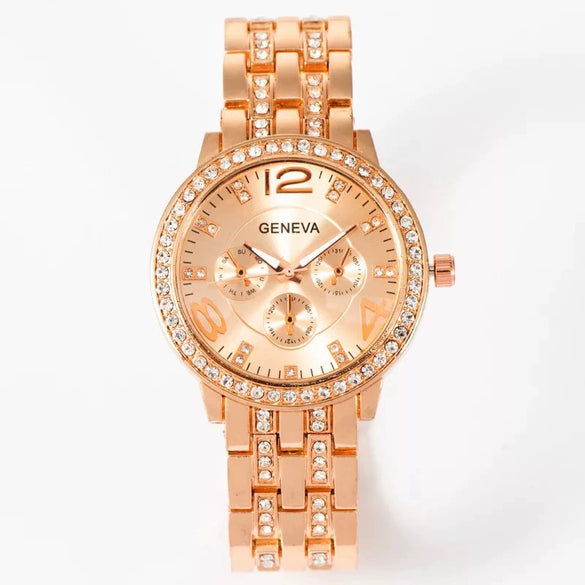 Alloy Band Quartz Watch For Couple Business Style Round Dial